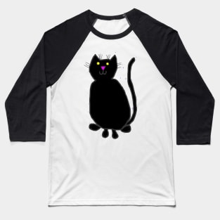 Black Cat with a Halo of Stars Baseball T-Shirt